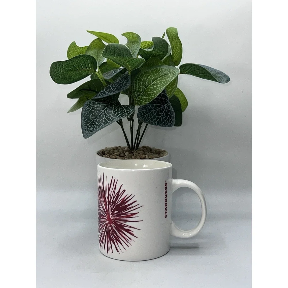 Starbucks Deep Dark Red Starburst Logo by Handle Tea Coffee‎ Mug 12 oz 2014